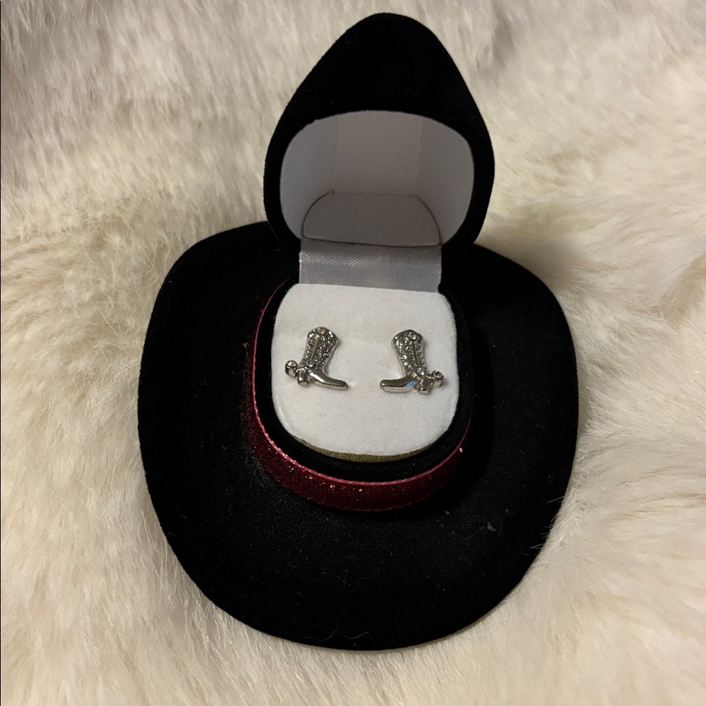 Silver Cowboy Boot Earrings